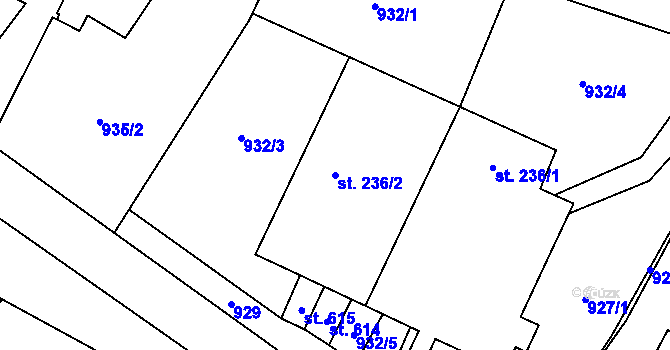 Parcela st. 236/2 v KÚ Pomezí, Katastrální mapa