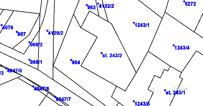 Parcela st. 243/2 v KÚ Pomezí, Katastrální mapa