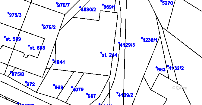 Parcela st. 244 v KÚ Pomezí, Katastrální mapa
