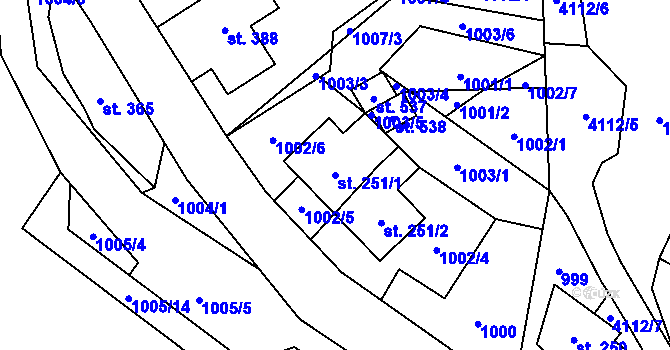 Parcela st. 251/1 v KÚ Pomezí, Katastrální mapa