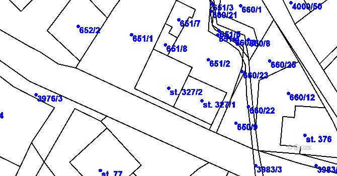 Parcela st. 327/2 v KÚ Pomezí, Katastrální mapa