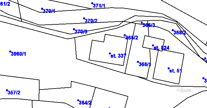 Parcela st. 337 v KÚ Pomezí, Katastrální mapa