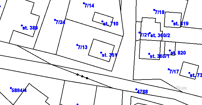Parcela st. 351 v KÚ Pomezí, Katastrální mapa