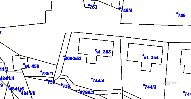 Parcela st. 353 v KÚ Pomezí, Katastrální mapa