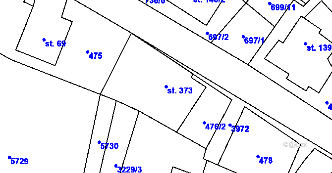 Parcela st. 373 v KÚ Pomezí, Katastrální mapa