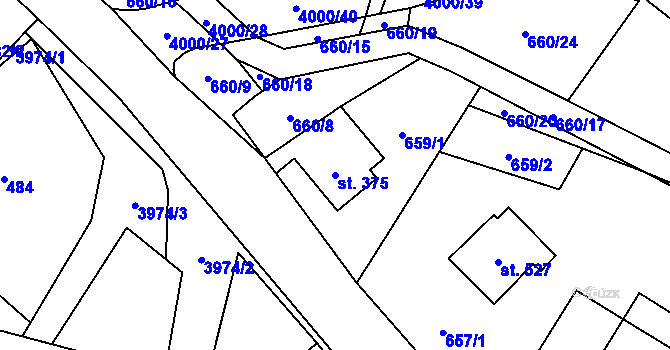 Parcela st. 375 v KÚ Pomezí, Katastrální mapa