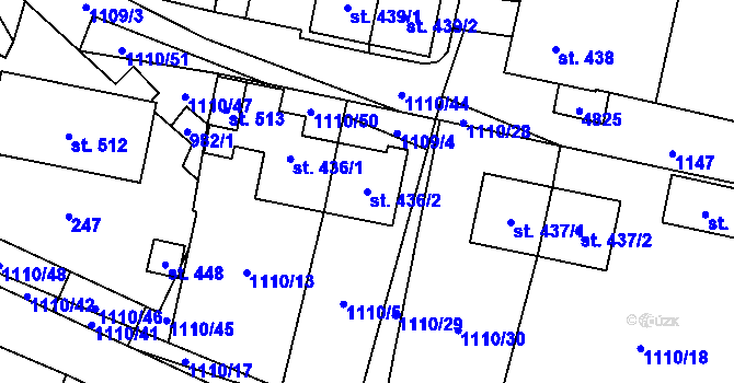Parcela st. 436/2 v KÚ Pomezí, Katastrální mapa