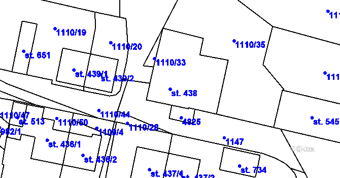Parcela st. 438 v KÚ Pomezí, Katastrální mapa