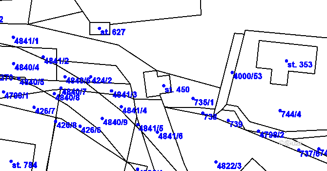 Parcela st. 450 v KÚ Pomezí, Katastrální mapa