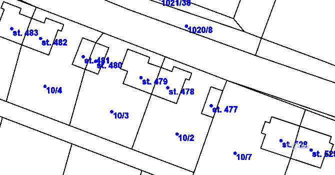Parcela st. 478 v KÚ Pomezí, Katastrální mapa