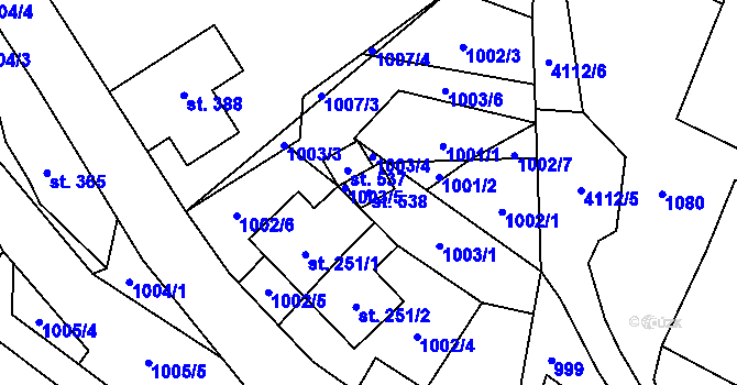 Parcela st. 538 v KÚ Pomezí, Katastrální mapa