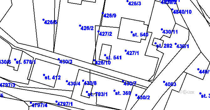 Parcela st. 541 v KÚ Pomezí, Katastrální mapa