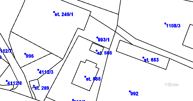 Parcela st. 566 v KÚ Pomezí, Katastrální mapa