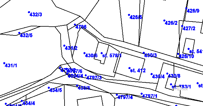 Parcela st. 578/1 v KÚ Pomezí, Katastrální mapa