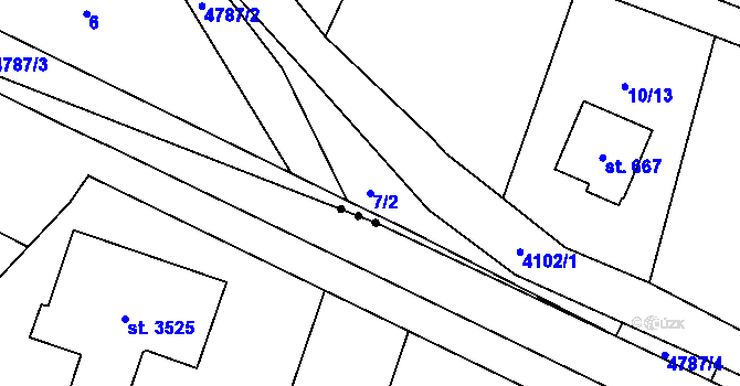 Parcela st. 7/2 v KÚ Pomezí, Katastrální mapa