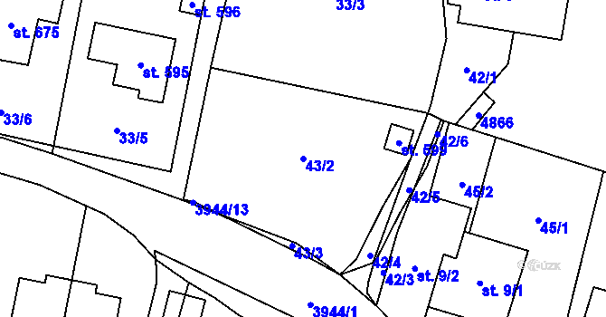 Parcela st. 43/2 v KÚ Pomezí, Katastrální mapa
