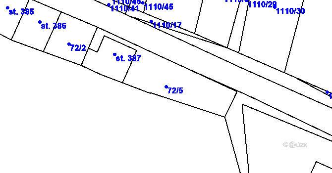 Parcela st. 72/5 v KÚ Pomezí, Katastrální mapa