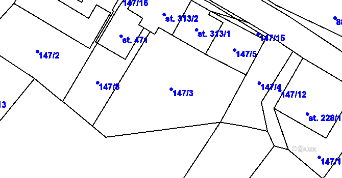 Parcela st. 147/3 v KÚ Pomezí, Katastrální mapa
