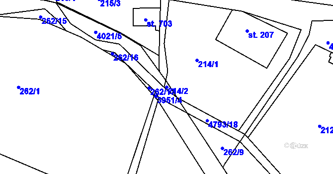 Parcela st. 214/2 v KÚ Pomezí, Katastrální mapa