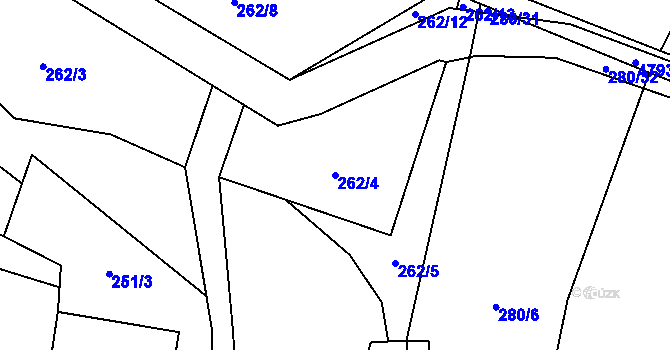 Parcela st. 262/4 v KÚ Pomezí, Katastrální mapa