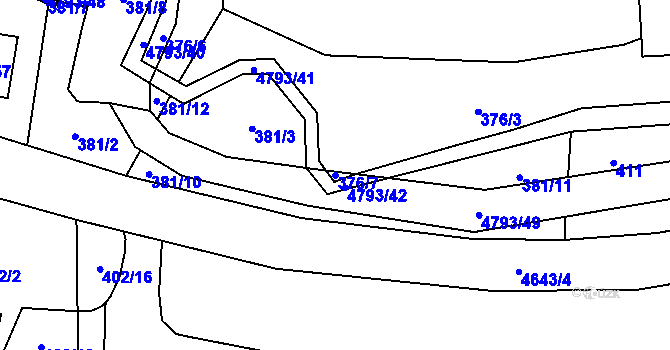 Parcela st. 376/7 v KÚ Pomezí, Katastrální mapa
