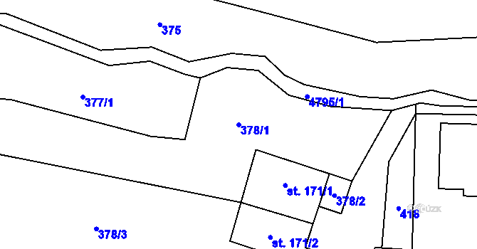 Parcela st. 378/1 v KÚ Pomezí, Katastrální mapa