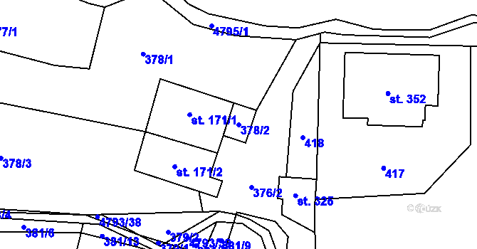 Parcela st. 378/2 v KÚ Pomezí, Katastrální mapa