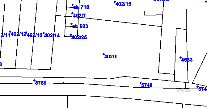 Parcela st. 402/1 v KÚ Pomezí, Katastrální mapa