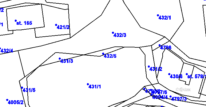 Parcela st. 432/5 v KÚ Pomezí, Katastrální mapa