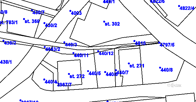 Parcela st. 440/12 v KÚ Pomezí, Katastrální mapa