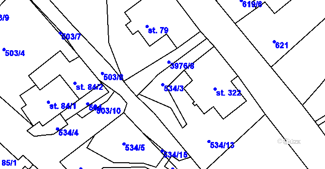 Parcela st. 534/3 v KÚ Pomezí, Katastrální mapa