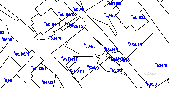 Parcela st. 534/5 v KÚ Pomezí, Katastrální mapa