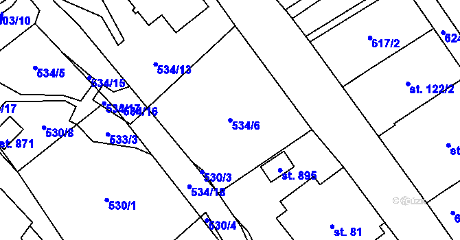 Parcela st. 534/6 v KÚ Pomezí, Katastrální mapa