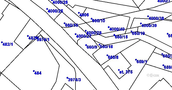 Parcela st. 660/9 v KÚ Pomezí, Katastrální mapa