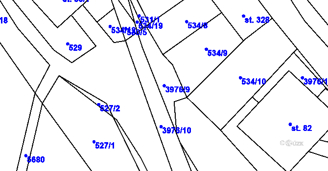 Parcela st. 3976/9 v KÚ Pomezí, Katastrální mapa
