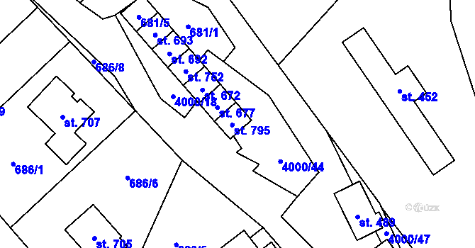 Parcela st. 4000/16 v KÚ Pomezí, Katastrální mapa