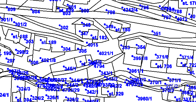 Parcela st. 4021/1 v KÚ Pomezí, Katastrální mapa