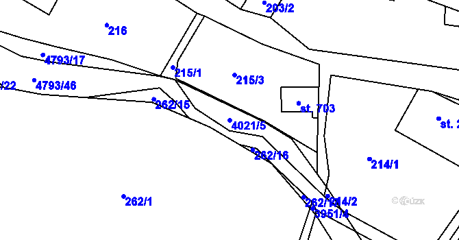 Parcela st. 4021/5 v KÚ Pomezí, Katastrální mapa