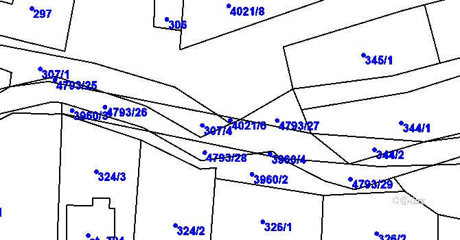 Parcela st. 4021/6 v KÚ Pomezí, Katastrální mapa