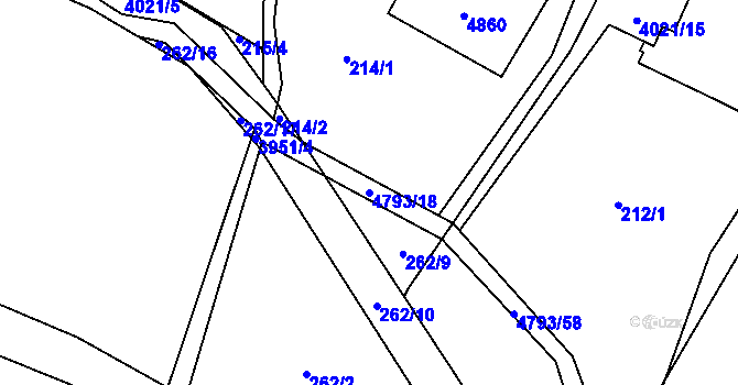 Parcela st. 4793/18 v KÚ Pomezí, Katastrální mapa