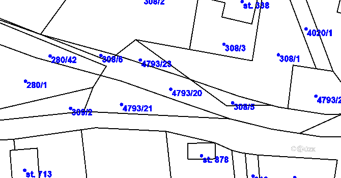 Parcela st. 4793/20 v KÚ Pomezí, Katastrální mapa