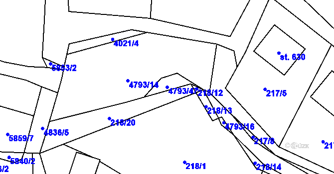 Parcela st. 4793/47 v KÚ Pomezí, Katastrální mapa