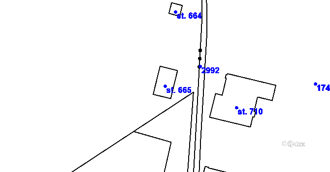 Parcela st. 665 v KÚ Pomezí, Katastrální mapa