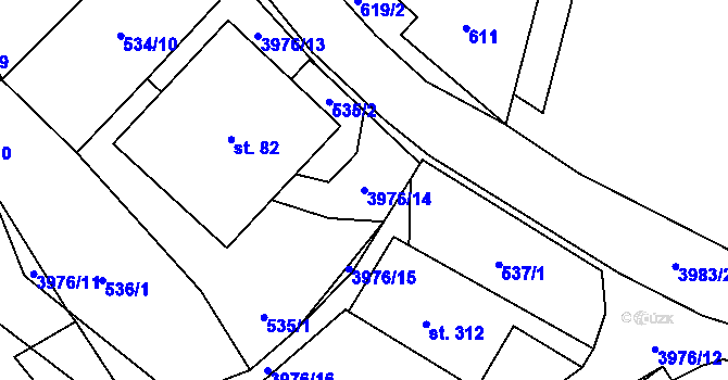 Parcela st. 3976/14 v KÚ Pomezí, Katastrální mapa