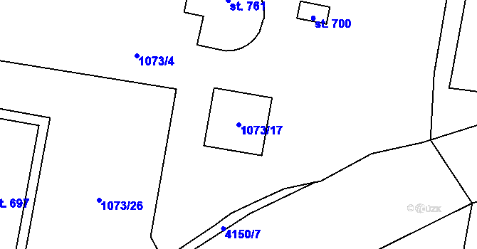 Parcela st. 1073/17 v KÚ Pomezí, Katastrální mapa