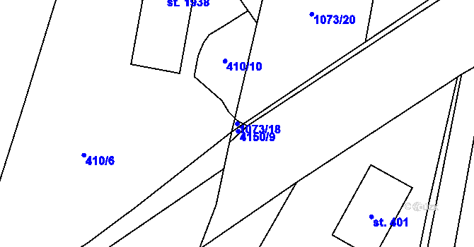 Parcela st. 1073/18 v KÚ Pomezí, Katastrální mapa