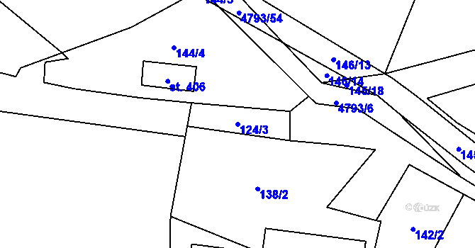 Parcela st. 124/3 v KÚ Pomezí, Katastrální mapa
