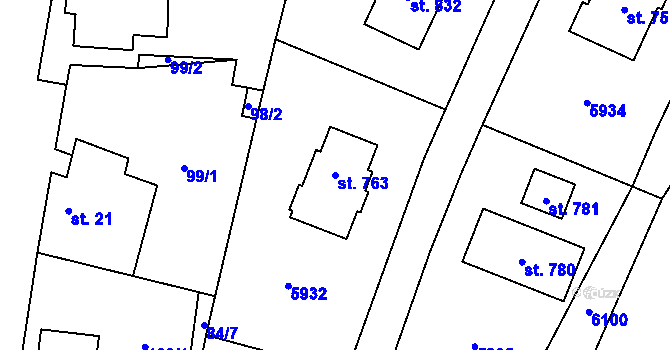 Parcela st. 763 v KÚ Pomezí, Katastrální mapa