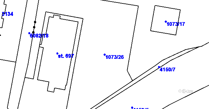 Parcela st. 1073/26 v KÚ Pomezí, Katastrální mapa