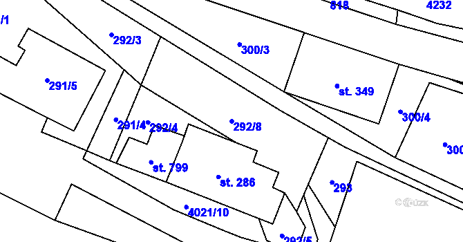 Parcela st. 292/8 v KÚ Pomezí, Katastrální mapa